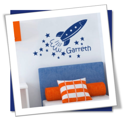 Vinyl Decals Wall Art Stickers - Boys Rocket (Personalised)