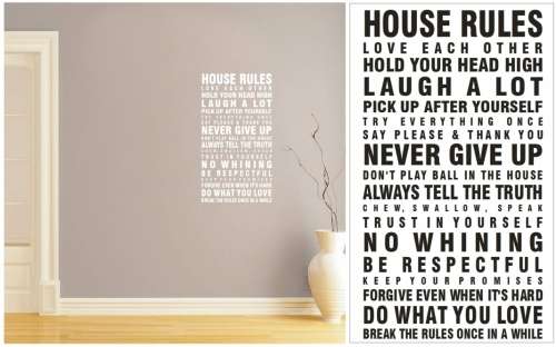 Vinyl Decals Wall Art Stickers - House Rules