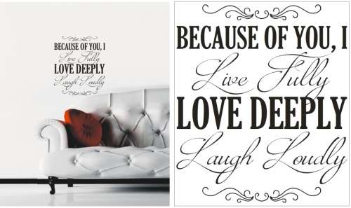 Vinyl Decals Wall Art Stickers - Because of You