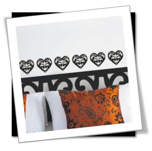 Vinyl Decals Wall Art Stickers - Damask Hearts