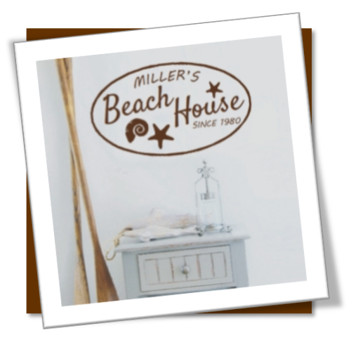 Vinyl Decals Wall Art Stickers - Beach House (Personalise)