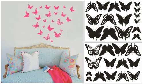 Vinyl Decals Wall Art Stickers - Butterflies: 30 Life size Abstract Butterflies