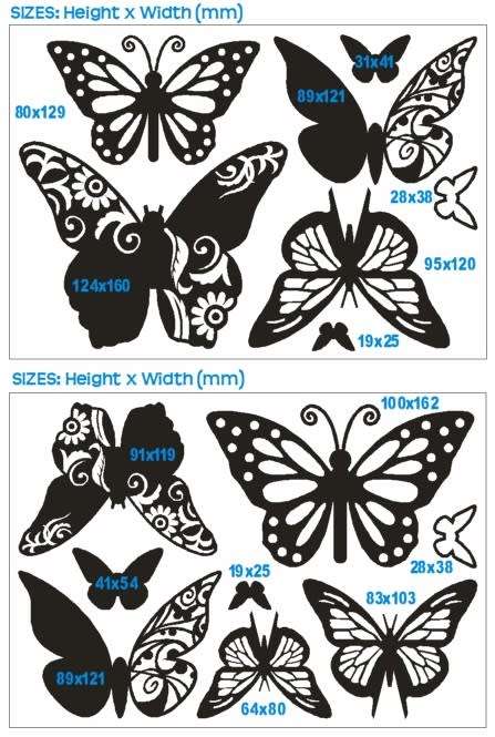 Vinyl Decals Wall Art Stickers - Butterflies: Designer