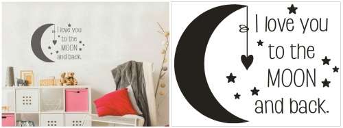 Vinyl Decals Wall Art Stickers - Moon & Back