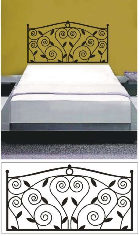Vinyl Decals Wall Art Stickers - Headboard Spirals THREE QUARTER