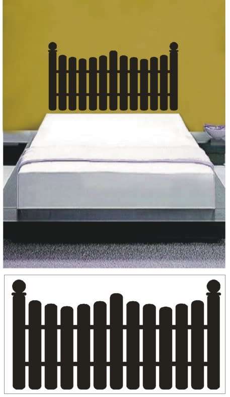 Vinyl Decals Wall Art Stickers - Headboard Picket Fence THREE QUARTER