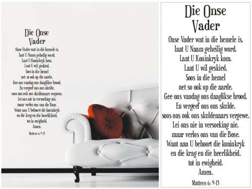 Vinyl Decals Wall Art Stickers - AFRIKAANS: Die Onse Vader