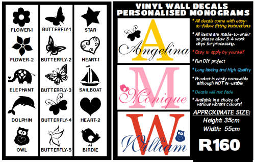 Vinyl Decals Wall Art Stickers - Monogram