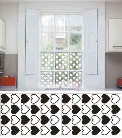 Vinyl Decals Wall Art Stickers - Hearts 48 Coloured