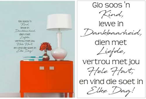 Vinyl Decals Wall Art Stickers - AFRIKAANS: Soet Dag