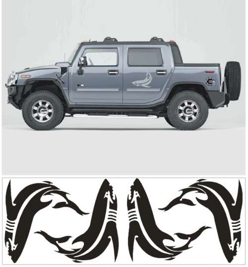 Vinyl Decals Wall and Vehicle Stickers - Tribal Shark Set