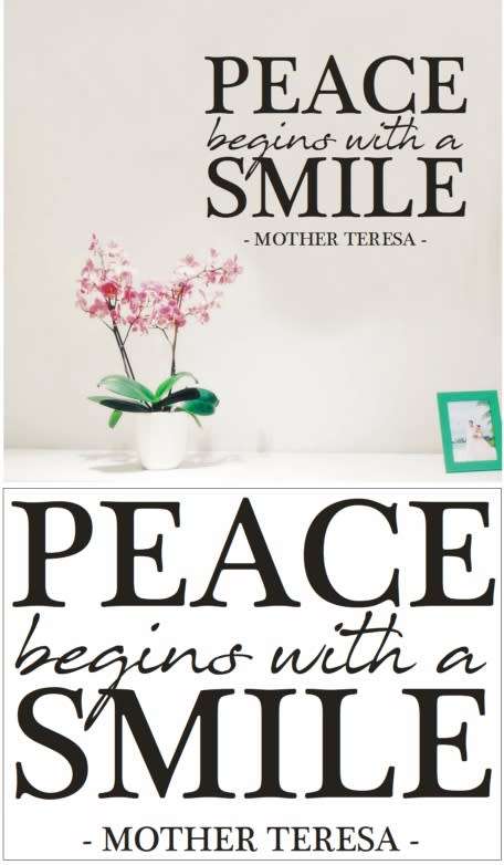 Vinyl Decals Wall Art Stickers - Peace Begins With A Smile