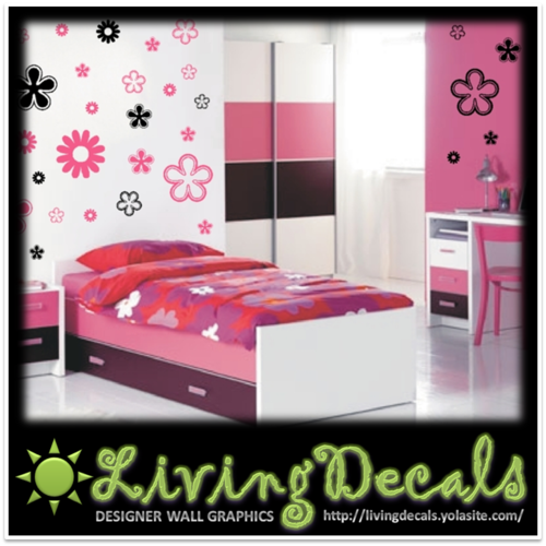 Vinyl Decals Wall Art Stickers - 20 Abstract Flowers 2