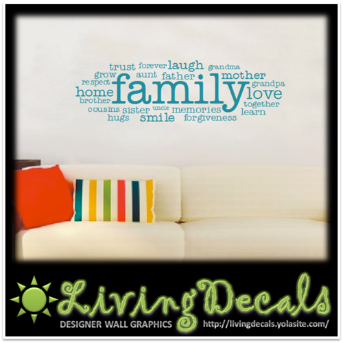 Vinyl Decals Wall Art Stickers - Family Word Cloud