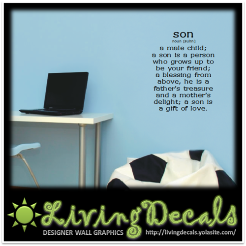 Vinyl Decals Wall Art Stickers - Definitions "Son"