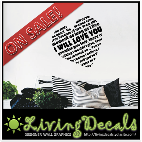 SPECIAL OFFER: Vinyl Decals Wall Art Stickers - "Love You" Heart A