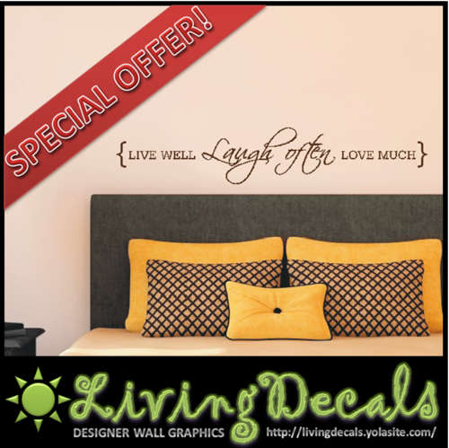 SPECIAL OFFER: Vinyl Decals Wall Art Stickers - Inspirational Live Well (Brown)