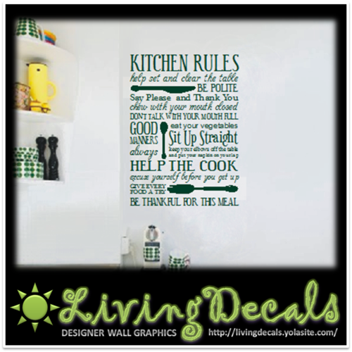 Vinyl Decals Wall Art Stickers - Kitchen Rules