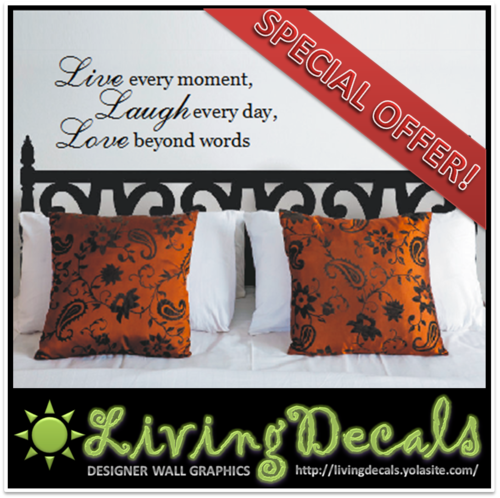 SPECIAL OFFER: Vinyl Decals Wall Art Stickers - "Live Laugh Love"