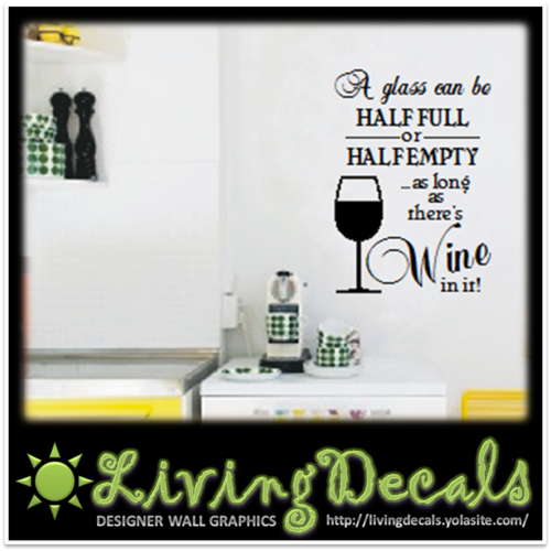 Vinyl Decals Wall Art Stickers - Glass of Wine