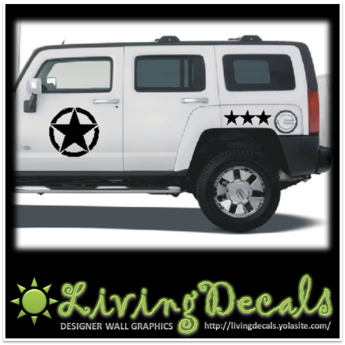 Vinyl Decals Wall & Vehicle Art Stickers - Military Star Set