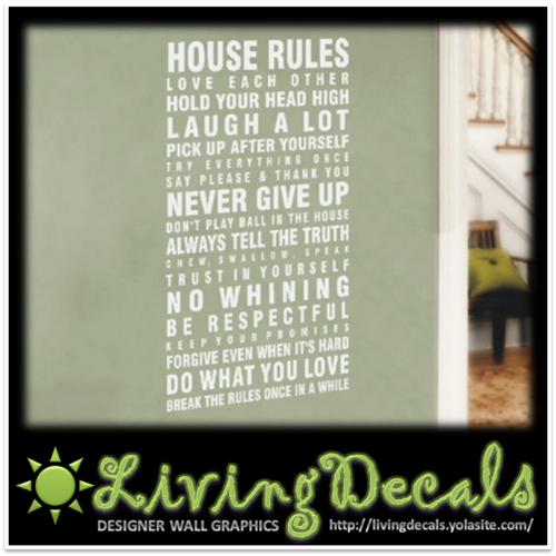 Vinyl Decals Wall Art Stickers - House Rules