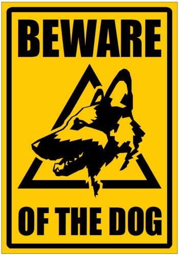 Signs (Rigid Plastic) - Beware of The Dog (Black on Yellow)