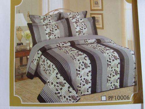 6 PIECE KING SIZE LUXURY POLYSILK AND VELVET PRINTED BEDSPREAD SET