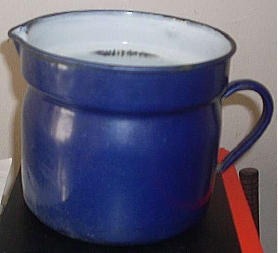 VINTAGE BLUE ENAMEL JUG