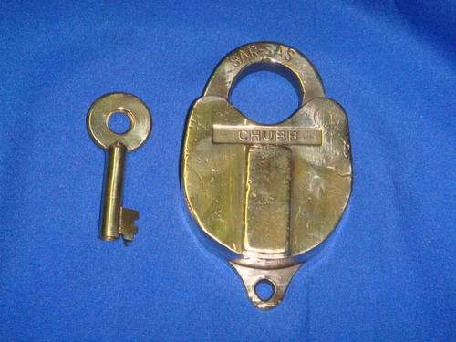 Old Brass South African Railway lock with key in working condition