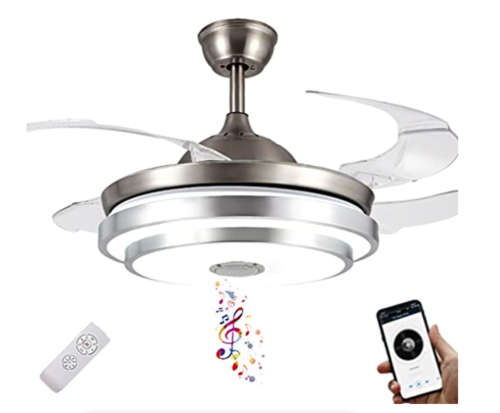 Bluetooth Speaker Retractable Ceiling Fan With Remote