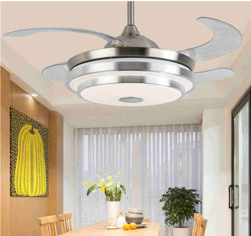 Bluetooth Speaker Retractable Ceiling Fan With Remote