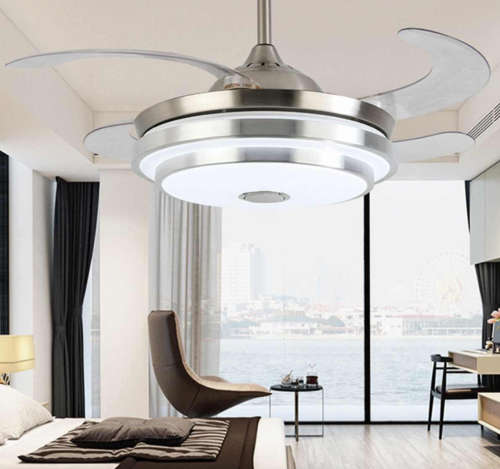 Bluetooth Speaker Retractable Ceiling Fan With Remote