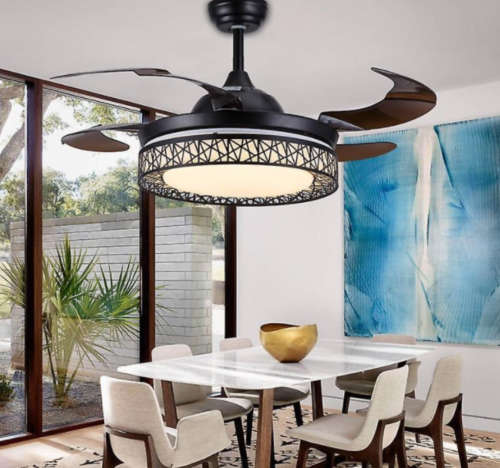 Black Bird Nest Retractable Ceiling Fan - 071 - new
