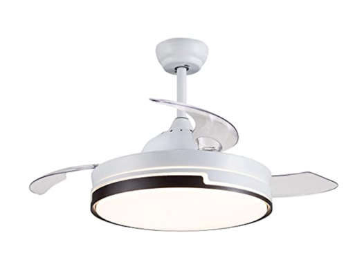 White & Black Retractable Ceiling Fan With Remote - 073/077 - #12