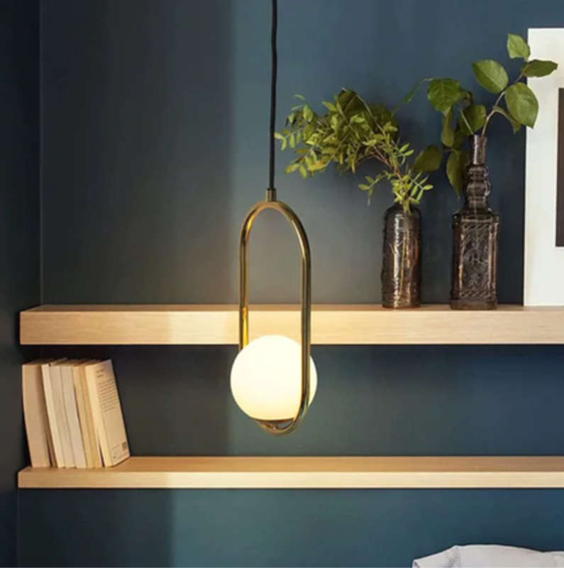 Gold Pendant Light Frost Glass - M52