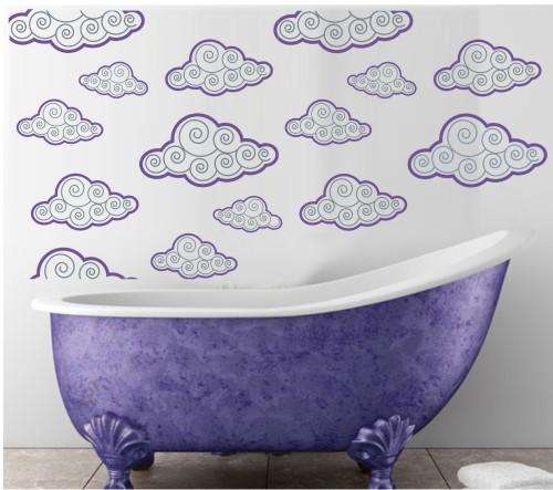 FREE SHIPPING! - Vinyl Decal - Retro Clouds - Wall Art