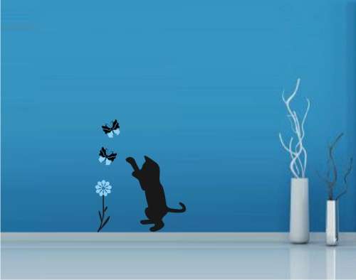 Vinyl Decal - Playing Cat - Wall Art