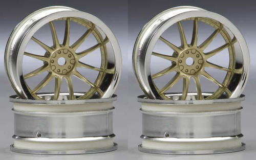 * 1/10 RC Car * 26mm * Set of 4pc Rims Wheels * Tamiya HPI * Gold/Chrome * Free Shipping! *