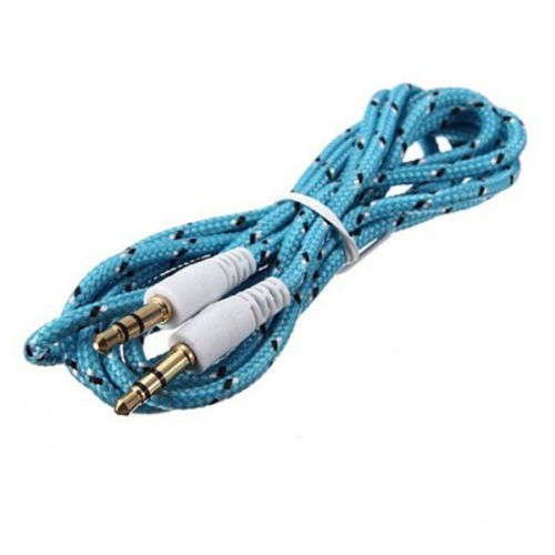* Aux Auxiliary Braided Cable Male to Male 3.5mm * Blue * Free Shipping! *