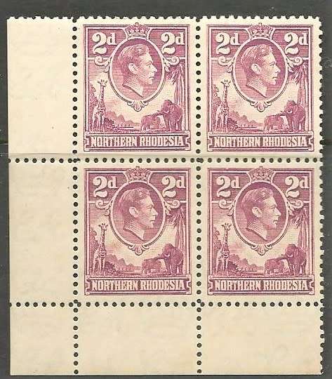 RHODESIA  1938 2D CORNER BLOCK MNH FINE