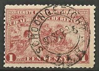 ZAR PENNY POST WITH SCARCE `SCHOONGEZICHT` CANCEL