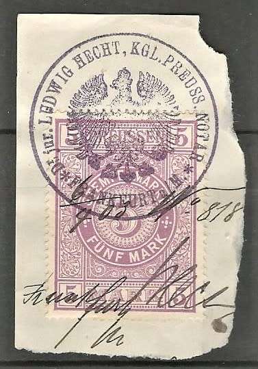 PRUSSIA 2 X STAMP DUTIES WITH LOVELY CANCELLATIONS