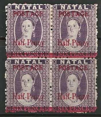 NATAL 1895 CHALON BLOCK MM WITH `PEUNY AND OTHER VARIETIES AS HIGHLIGTED - HIGH CV