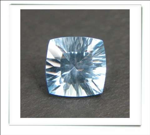 GEMZONE - Natural Aqua Blue Topaz Concave Cushion Facet - 5.11cts!