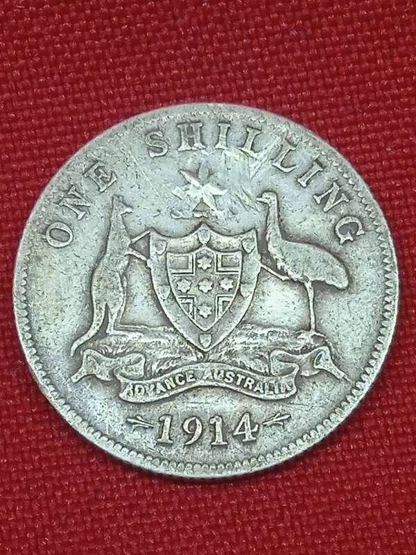1914 AUSTRALIA SILVER ONE SHILLING