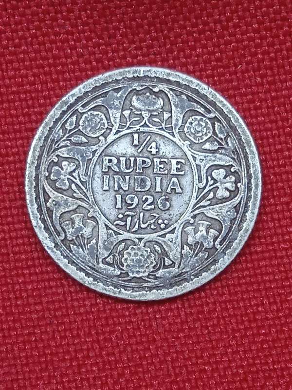 1926 SILVER INDIA QUARTER RUPEE
