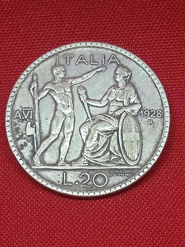 1928 20 LIRE ITALY(SILVER)