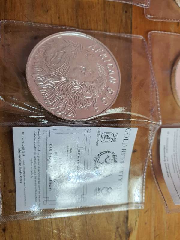 5 Coin collection : 1Oz fine silver African Big 5 series