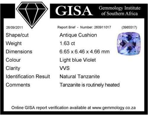 GISA CERTIFIED TANZANITE